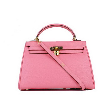 Hermes Kelly 32cm Shoulder Bags Pink Clemence Leather Gold Hermes Kelly 32cm Shoulder Bags Pink Clemence Leather Gold