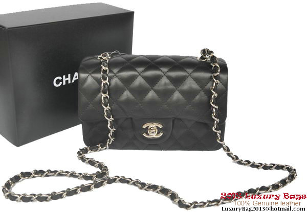 Chanel Classic Flap Bags Black Original Sheepskin Leather A1116 Silver Chanel Classic Flap Bags Black Original Sheepskin Leather A1116 Silver