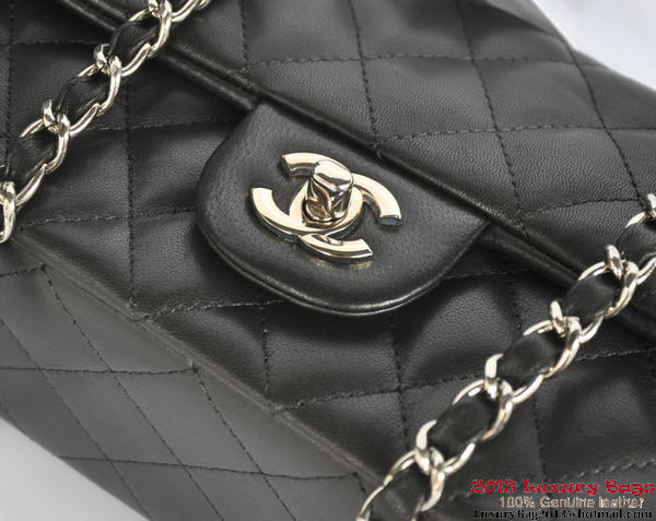 Chanel Classic Flap Bags Black Original Sheepskin Leather A1116 Silver Chanel Classic Flap Bags Black Original Sheepskin Leather A1116 Silver