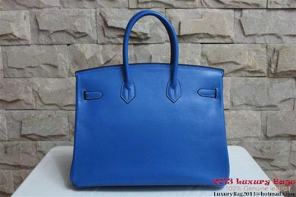 Hermes Birkin 35CM Tote Bag Blue Clemence Leather H6089 Gold/Silver Hermes Birkin 35CM Tote Bag Blue Clemence Leather H6089 Gold/Silver