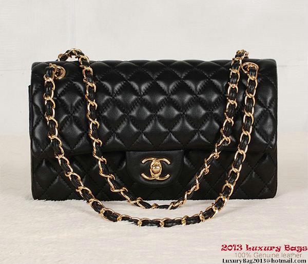 Chanel 2.55 Series Bag Black Sheepskin Leather 1112 Gold Chanel 2.55 Series Bag Black Sheepskin Leather 1112 Gold