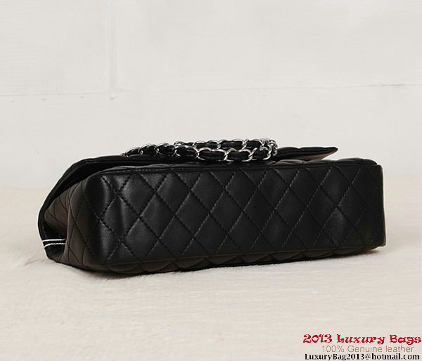 Chanel 2.55 Series Bag Black Sheepskin Leather 1112 Silver Chanel 2.55 Series Bag Black Sheepskin Leather 1112 Silver