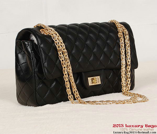 Chanel Classic 2.55 Series Bag Black Sheepskin Leather 1112 Gold Chanel Classic 2.55 Series Bag Black Sheepskin Leather 1112 Gold
