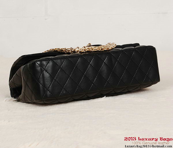 Chanel Classic 2.55 Series Bag Black Sheepskin Leather 1112 Gold Chanel Classic 2.55 Series Bag Black Sheepskin Leather 1112 Gold