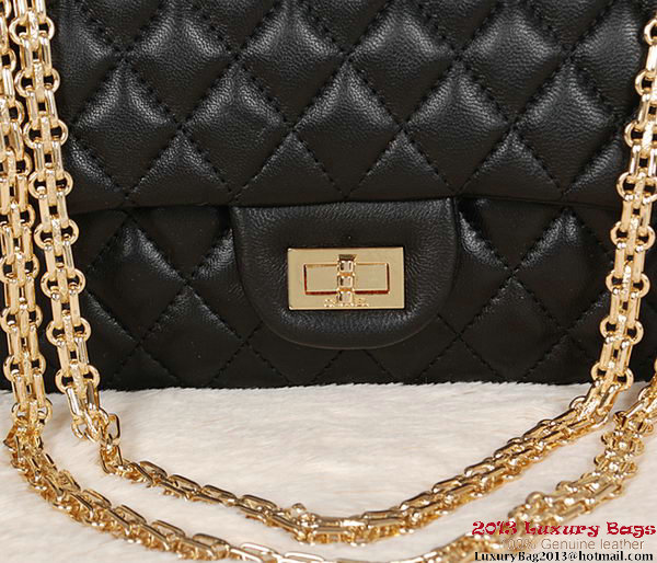 Chanel Classic 2.55 Series Bag Black Sheepskin Leather 1112 Gold Chanel Classic 2.55 Series Bag Black Sheepskin Leather 1112 Gold
