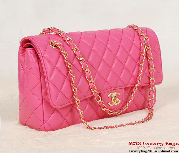 Chanel Classic Flap Bag 1113 Rose Sheepskin Gold