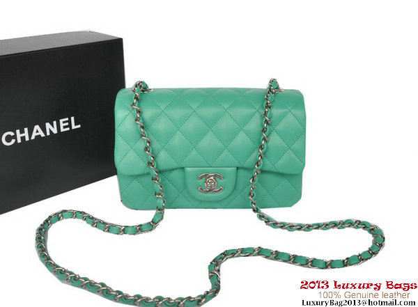 Chanel Classic Flap Bags Green Original Sheepskin Leather A1116 Silver Chanel Classic Flap Bags Green Original Sheepskin Leather A1116 Silver