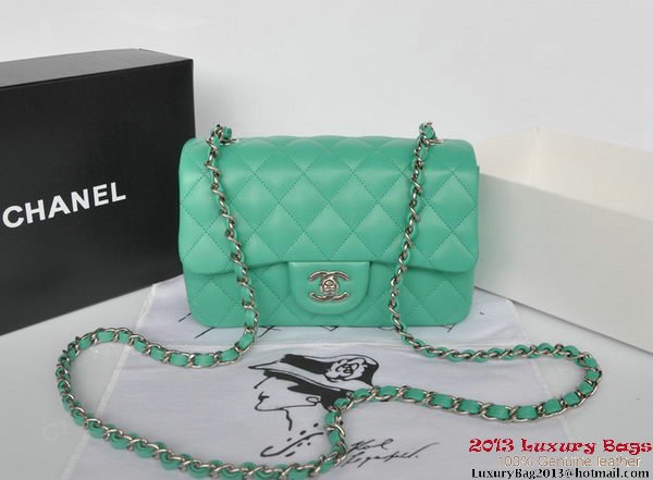 Chanel Classic Flap Bags Green Original Sheepskin Leather A1116 Silver Chanel Classic Flap Bags Green Original Sheepskin Leather A1116 Silver