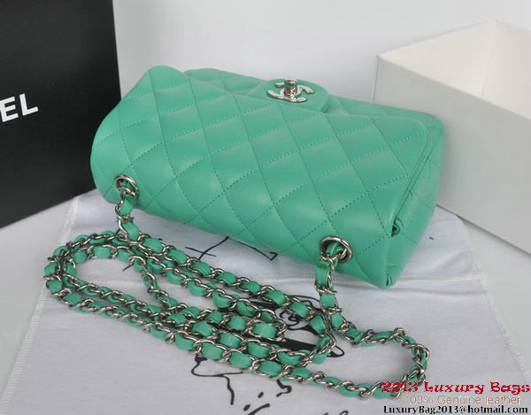 Chanel Classic Flap Bags Green Original Sheepskin Leather A1116 Silver Chanel Classic Flap Bags Green Original Sheepskin Leather A1116 Silver