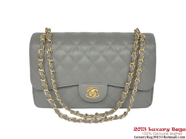 Chanel Jumbo Quilted Classic Cannage Patterns Flap Bag A58600 Grey Gold Chanel Jumbo Quilted Classic Cannage Patterns Flap Bag A58600 Grey Gold