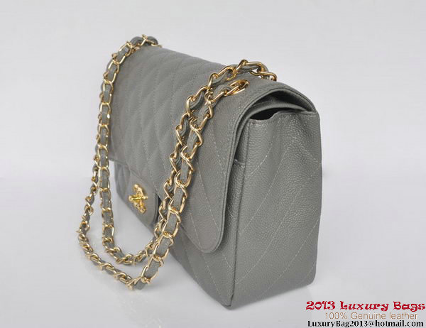 Chanel Jumbo Quilted Classic Cannage Patterns Flap Bag A58600 Grey Gold Chanel Jumbo Quilted Classic Cannage Patterns Flap Bag A58600 Grey Gold