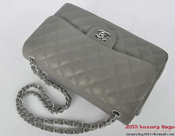 Chanel Jumbo Quilted Classic Cannage Patterns Flap Bag A58600 Grey Silver Chanel Jumbo Quilted Classic Cannage Patterns Flap Bag A58600 Grey Silver