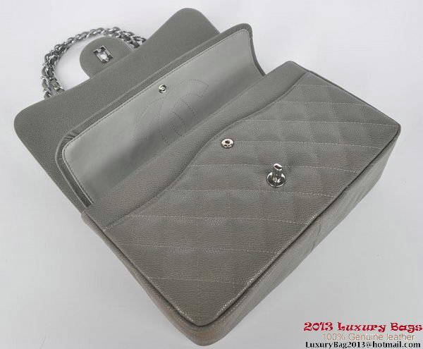 Chanel Jumbo Quilted Classic Cannage Patterns Flap Bag A58600 Grey Silver Chanel Jumbo Quilted Classic Cannage Patterns Flap Bag A58600 Grey Silver