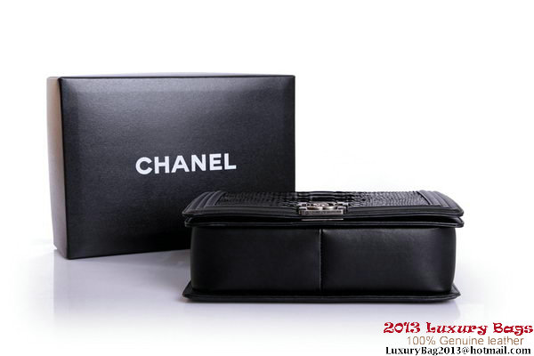 Boy Chanel Flap Shoulder Bag Genuine Snake Leather A37005 Black Boy Chanel Flap Shoulder Bag Genuine Snake Leather A37005 Black