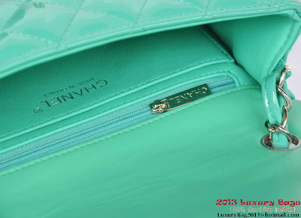 Chanel Classic Flap Bags Light Green Original Patent Leather A1116 Silver Chanel Classic Flap Bags Light Green Original Patent Leather A1116 Silver