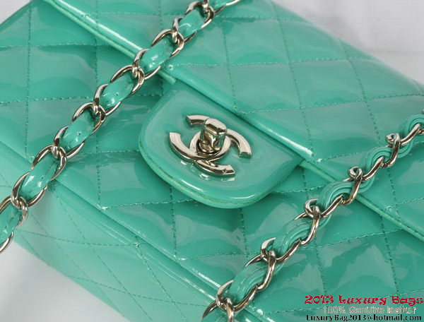 Chanel Classic Flap Bags Light Green Original Patent Leather A1116 Silver Chanel Classic Flap Bags Light Green Original Patent Leather A1116 Silver