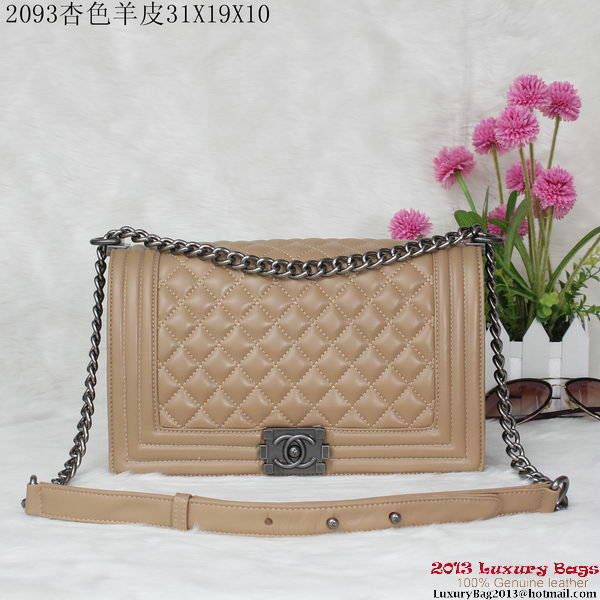 Boy Chanel Flap Shoulder Bag Sheepskin Leather A2093 Apricot Boy Chanel Flap Shoulder Bag Sheepskin Leather A2093 Apricot