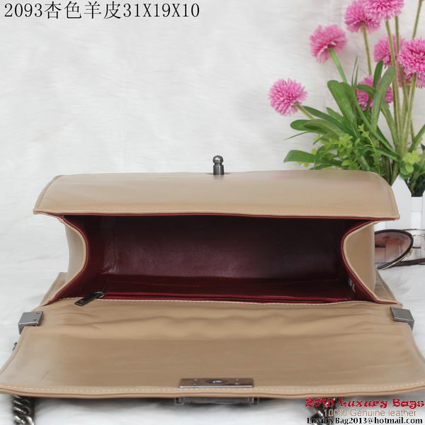 Boy Chanel Flap Shoulder Bag Sheepskin Leather A2093 Apricot Boy Chanel Flap Shoulder Bag Sheepskin Leather A2093 Apricot