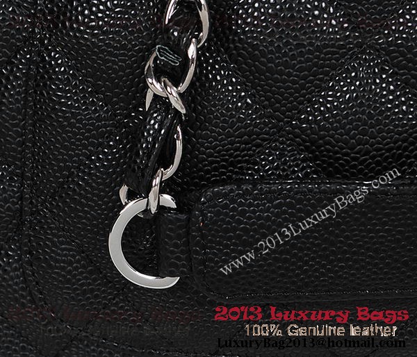 Chanel Classic CC Shopping Bag Black Cannage Patterns A35899 Silver Chanel Classic CC Shopping Bag Black Cannage Patterns A35899 Silver