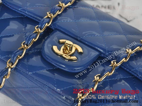Chanel Classic Flap Bags Blue Original Patent Leather A1116 Gold Chanel Classic Flap Bags Blue Original Patent Leather A1116 Gold