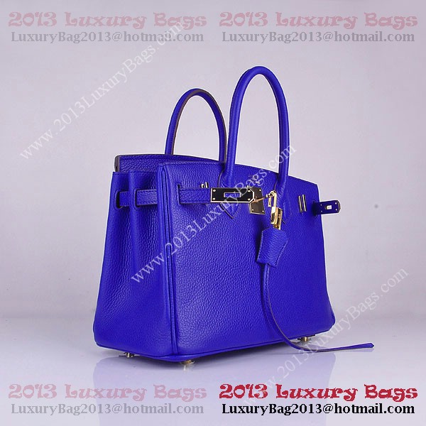 Hermes Birkin 30CM Tote Bag Blue Clemence Leather H6088 Gold Hermes Birkin 30CM Tote Bag Blue Clemence Leather H6088 Gold