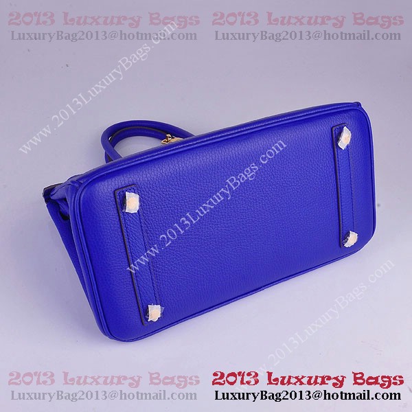 Hermes Birkin 30CM Tote Bag Blue Clemence Leather H6088 Gold Hermes Birkin 30CM Tote Bag Blue Clemence Leather H6088 Gold
