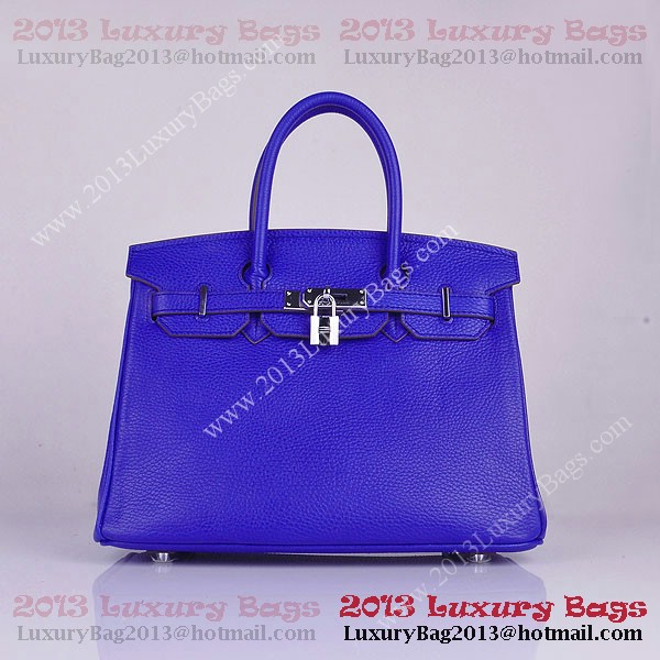 Hermes Birkin 30CM Tote Bag Blue Clemence Leather H6088 Silver Hermes Birkin 30CM Tote Bag Blue Clemence Leather H6088 Silver