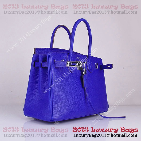 Hermes Birkin 30CM Tote Bag Blue Clemence Leather H6088 Silver Hermes Birkin 30CM Tote Bag Blue Clemence Leather H6088 Silver