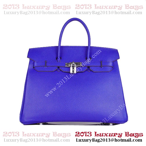 Hermes Birkin 35CM Tote Bag Blue Clemence Leather H6089 Silver Hermes Birkin 35CM Tote Bag Blue Clemence Leather H6089 Silver