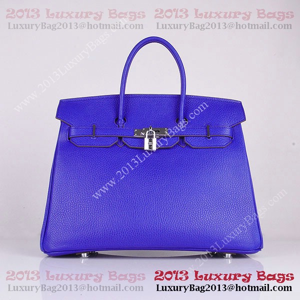 Hermes Birkin 35CM Tote Bag Blue Clemence Leather H6089 Silver Hermes Birkin 35CM Tote Bag Blue Clemence Leather H6089 Silver