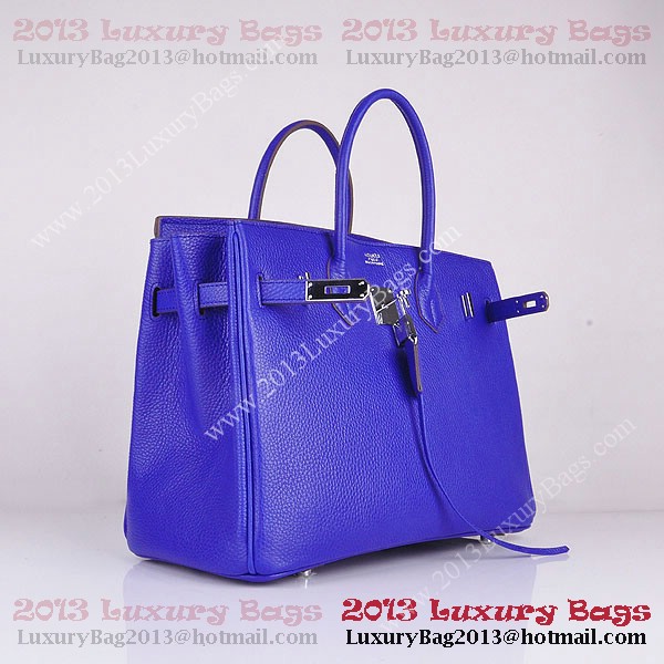 Hermes Birkin 35CM Tote Bag Blue Clemence Leather H6089 Silver Hermes Birkin 35CM Tote Bag Blue Clemence Leather H6089 Silver