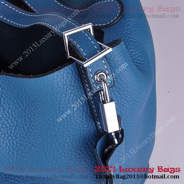 Hermes Picotin Lock MM Bag in Clemence Leather 8616 Blue
