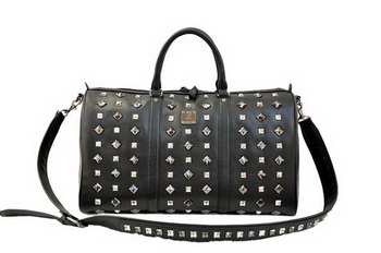 MCM Stark Weekender Medium Boston Bag in Black Calfskin MCM Stark Weekender Medium Boston Bag in Black Calfskin