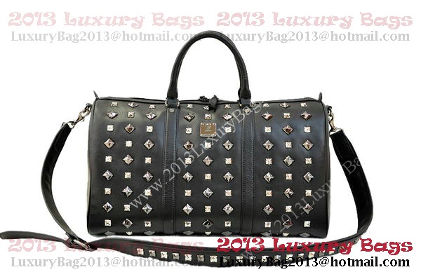 MCM Stark Weekender Medium Boston Bag in Black Calfskin MCM Stark Weekender Medium Boston Bag in Black Calfskin