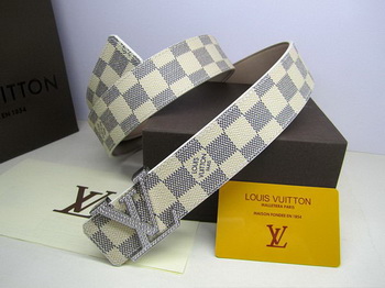 Louis Vuitton Damier Azur Canvas Belt LV2050 Silver Louis Vuitton Damier Azur Canvas Belt LV2050 Silver