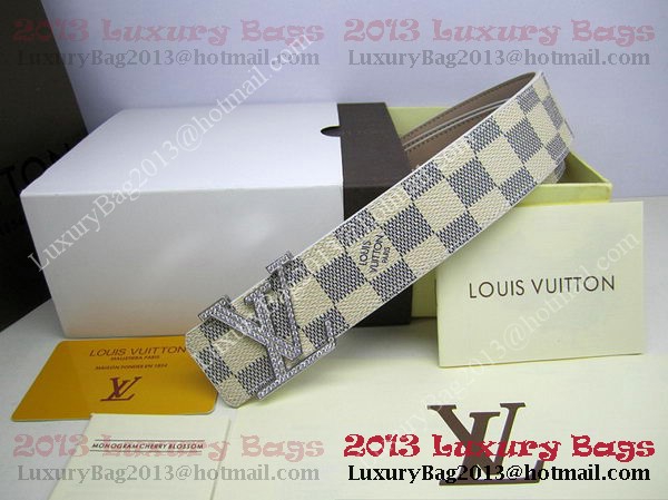 Louis Vuitton Damier Azur Canvas Belt LV2050 Silver Louis Vuitton Damier Azur Canvas Belt LV2050 Silver
