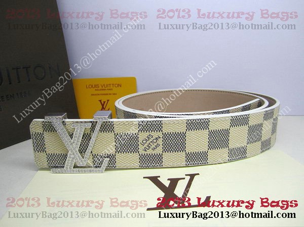 Louis Vuitton Damier Azur Canvas Belt LV2050 Silver Louis Vuitton Damier Azur Canvas Belt LV2050 Silver