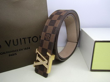 Louis Vuitton Damier Ebene Canvas Belt LV2050 Gold Louis Vuitton Damier Ebene Canvas Belt LV2050 Gold