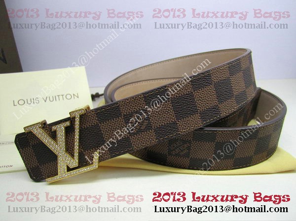 Louis Vuitton Damier Ebene Canvas Belt LV2050 Gold Louis Vuitton Damier Ebene Canvas Belt LV2050 Gold