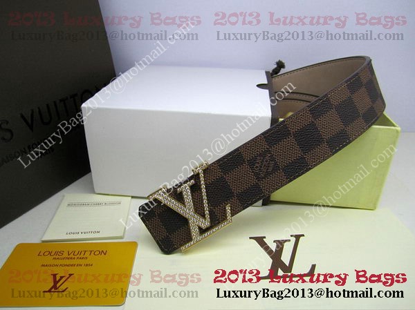 Louis Vuitton Damier Ebene Canvas Belt LV2050 Gold Louis Vuitton Damier Ebene Canvas Belt LV2050 Gold