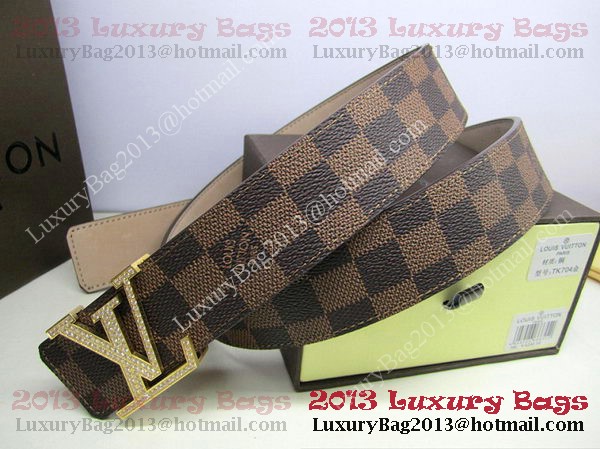 Louis Vuitton Damier Ebene Canvas Belt LV2050 Gold Louis Vuitton Damier Ebene Canvas Belt LV2050 Gold