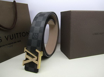 Louis Vuitton Damier Graphite Canvas Belt LV2050 Gold Louis Vuitton Damier Graphite Canvas Belt LV2050 Gold
