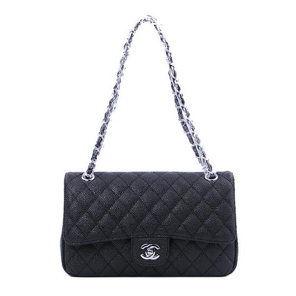Chanel 2.55 Series Classic Flap Bag 1112 Black Cannage Pattern Silver Chanel 2.55 Series Classic Flap Bag 1112 Black Cannage Pattern Silver
