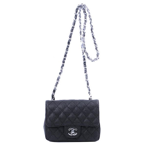 Chanel mini Classic Flap Bag Black Cannage Patterns 1115 Silver Chanel mini Classic Flap Bag Black Cannage Patterns 1115 Silver