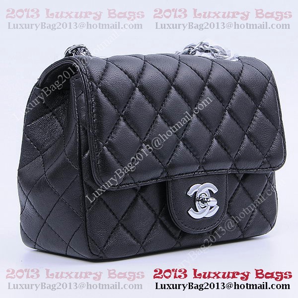 Chanel mini Classic Flap Bag Black Sheekskin 1115 Silver Chanel mini Classic Flap Bag Black Sheekskin 1115 Silver