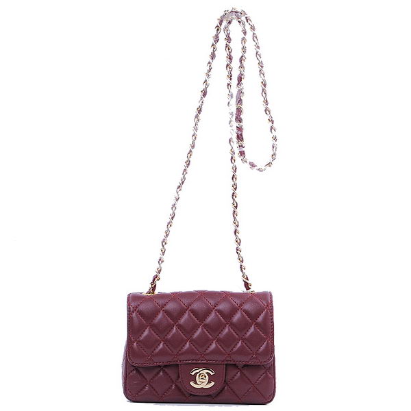 Chanel mini Classic Flap Bag Burgundy Sheekskin 1115 Gold Chanel mini Classic Flap Bag Burgundy Sheekskin 1115 Gold