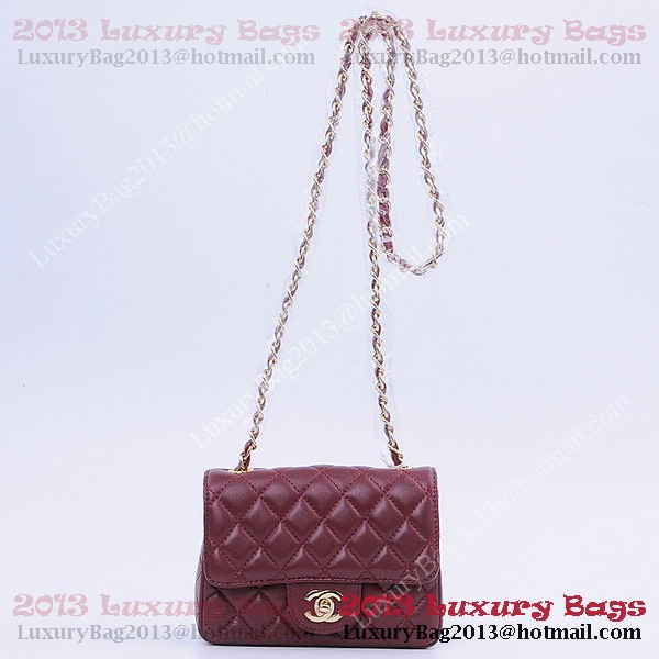 Chanel mini Classic Flap Bag Burgundy Sheekskin 1115 Gold Chanel mini Classic Flap Bag Burgundy Sheekskin 1115 Gold
