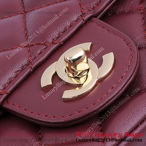 Chanel mini Classic Flap Bag Burgundy Sheekskin 1115 Gold Chanel mini Classic Flap Bag Burgundy Sheekskin 1115 Gold