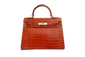 Hermes Kelly 32cm Shoulder Bag Orange Croco Patent Leather K32 Gold Hermes Kelly 32cm Shoulder Bag Orange Croco Patent Leather K32 Gold