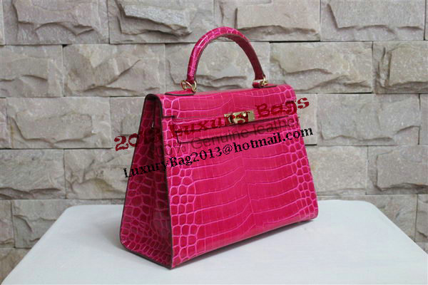 Hermes Kelly 32cm Shoulder Bag Rose Croco Patent Leather K32 Gold Hermes Kelly 32cm Shoulder Bag Rose Croco Patent Leather K32 Gold
